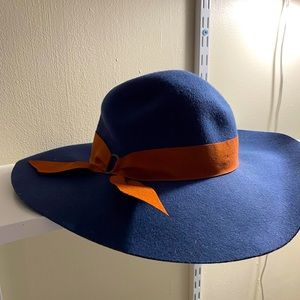 Navy blue floppy wide brimmed hat